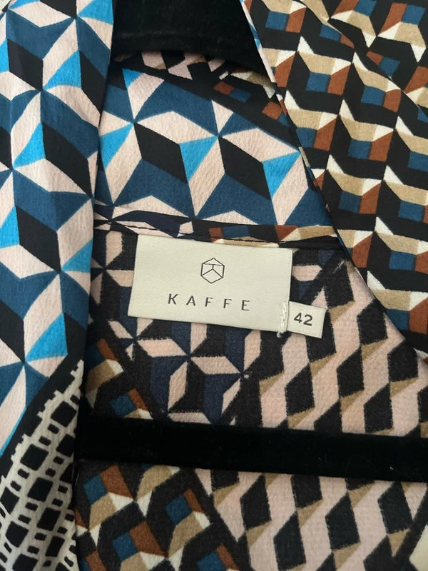 Maxi Dress | Abstract Print| Brown Black Blue | Kaffe| Size 14 | Frock33