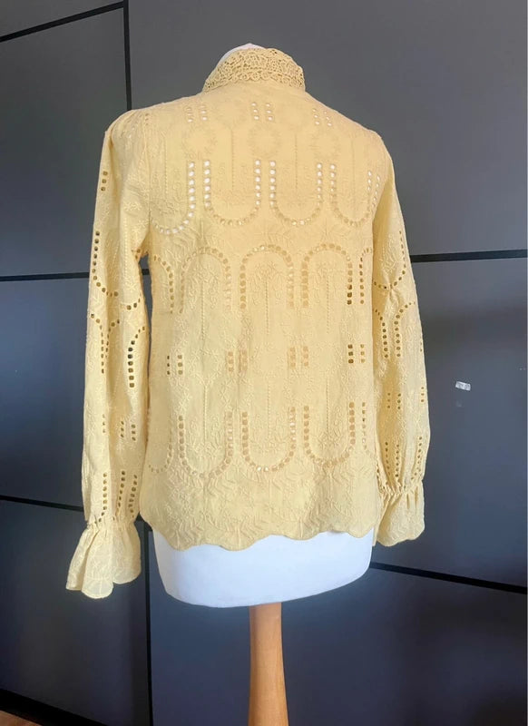 Preloved Cotton Blouse | Embroidered | Yellow | By Ultra Pink | Size 10 | Frock33