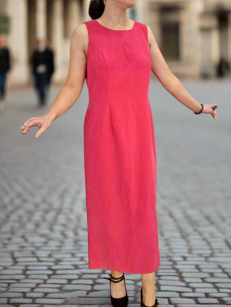 Vintage Dresses - Maxi 90s Dress by Hamells - Hot pink - size 12 - Frock33