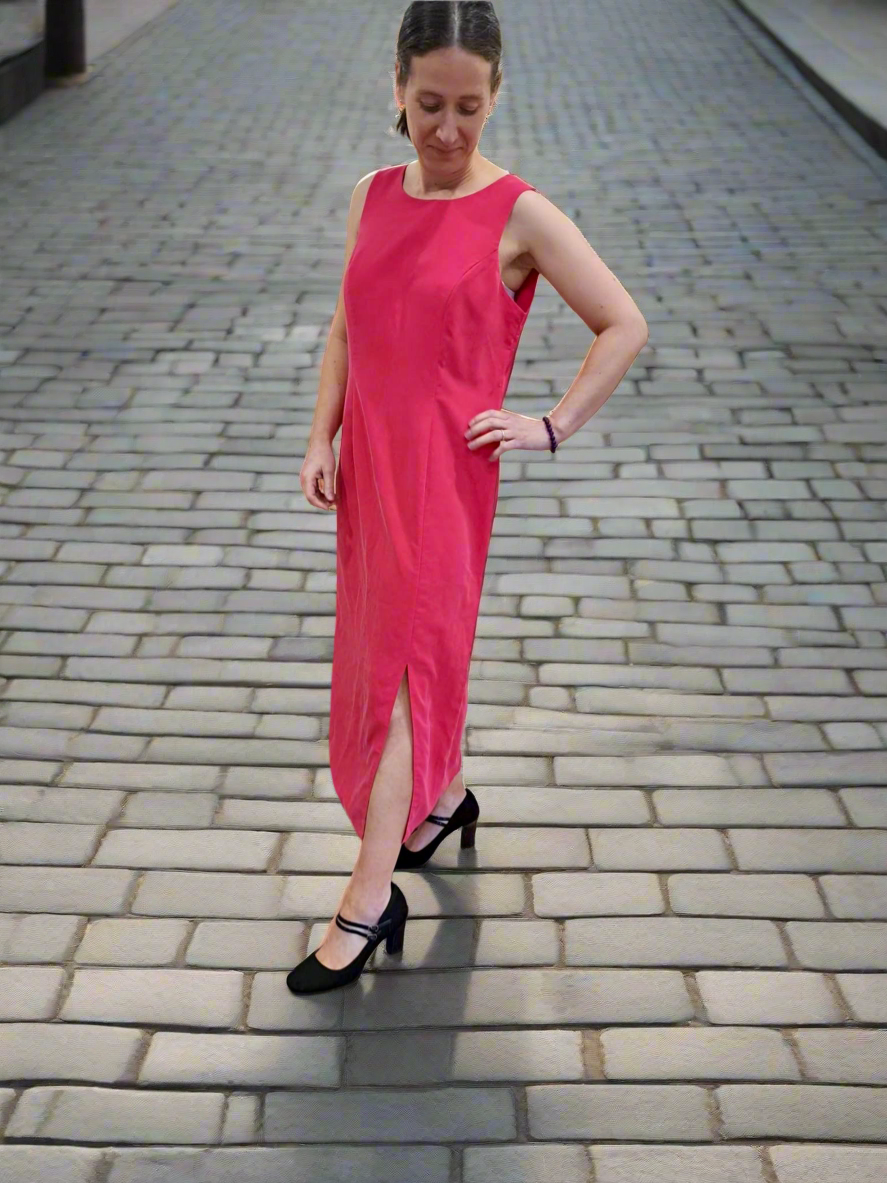 Vintage Dresses - Maxi 90s Dress by Hamells - Hot pink - size 12 - Frock33