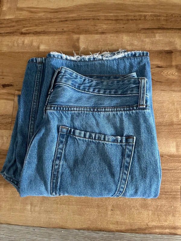 Preloved Denim | River Island Jeans | Size 12 L | Cotton | Straight Wide Leg