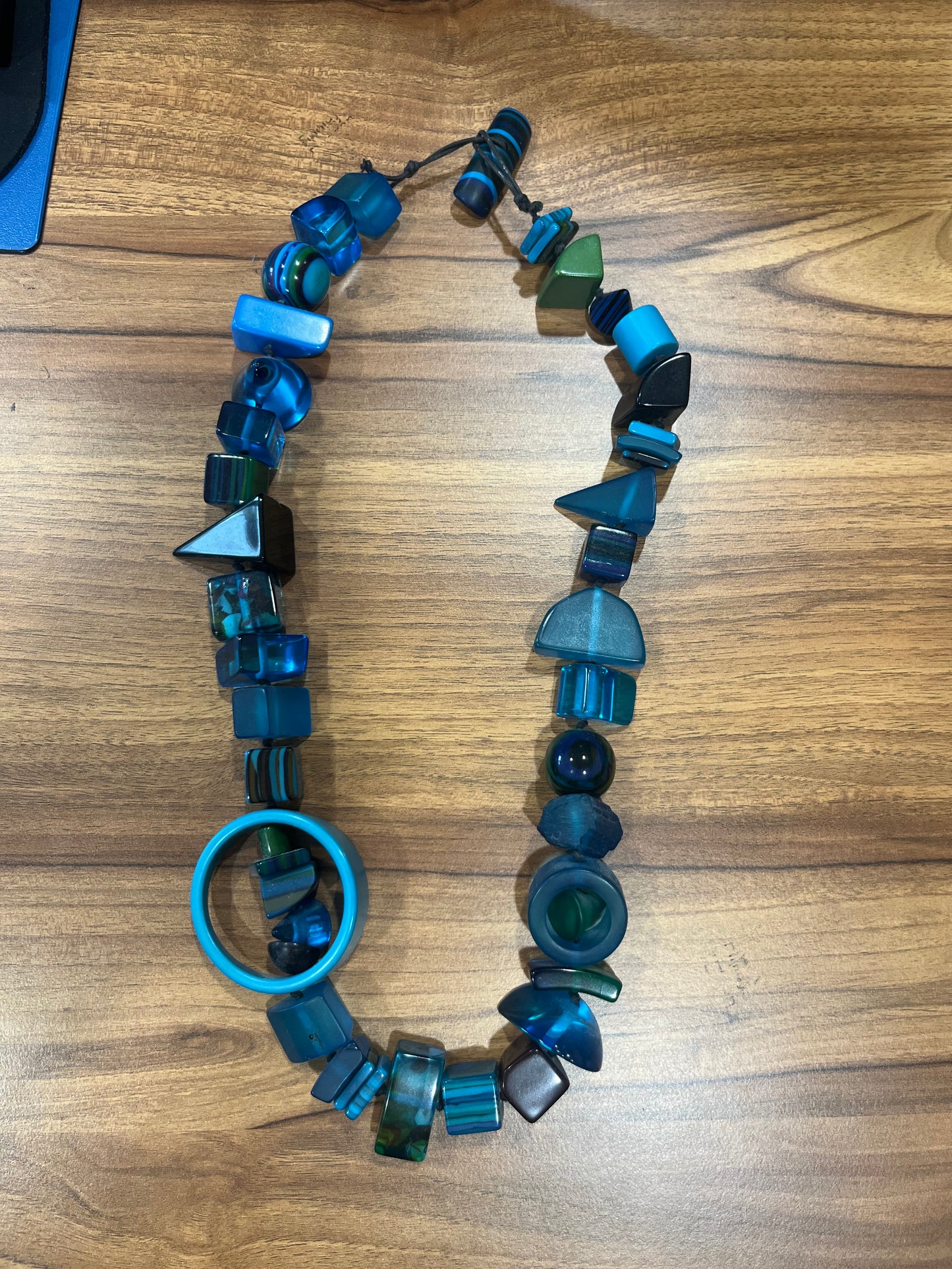 Vintage Jewellery set by Carlos Sobral - Teal Blue set Matching Necklace and Bracelet 1960s Contemporary Statement signed pieces - Frock33