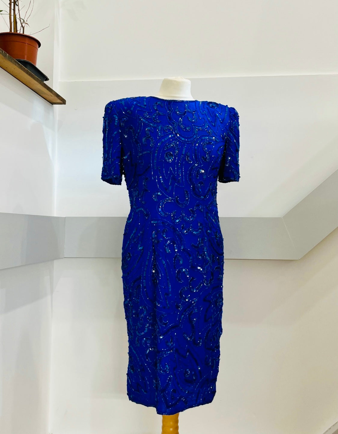 Vintage clothing- Vintage Dress-Blue Embellished 1980s - Frock33