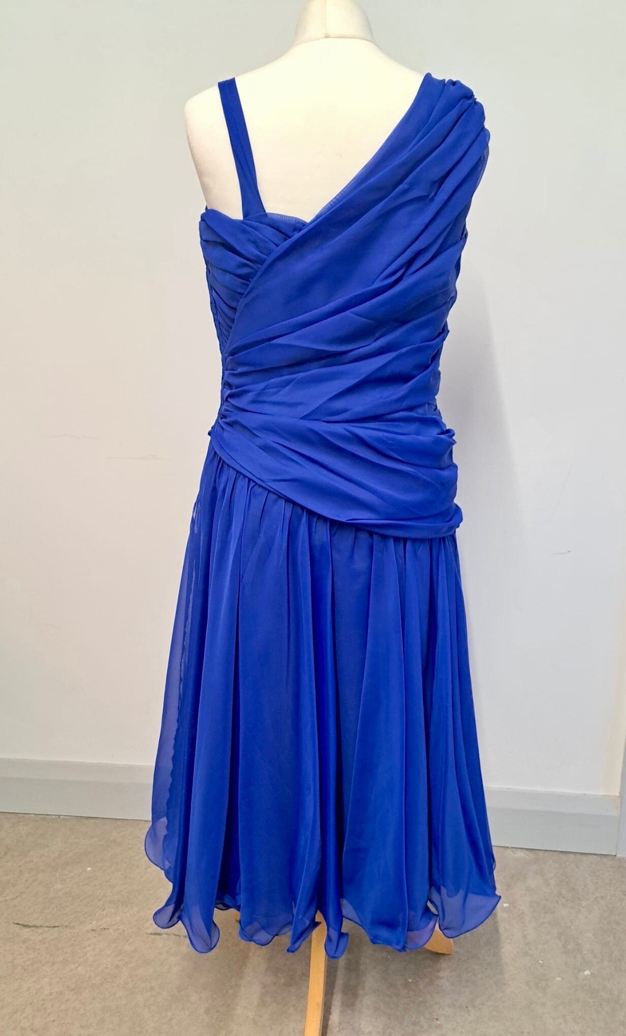 Vintage Dresses | 1980s Frank Usher Occasion Dres Blue, Size 12-14 UK | Frock33