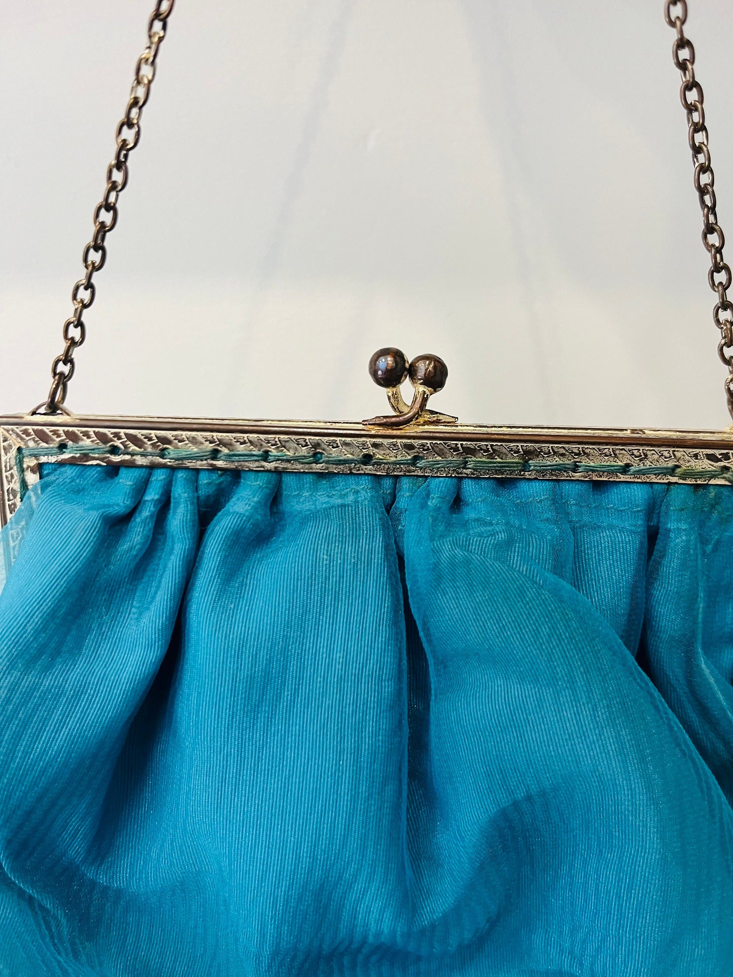 Vintage Accessories -Vintage Bag Art Deco 1950s - Teal Blue- Frock 33