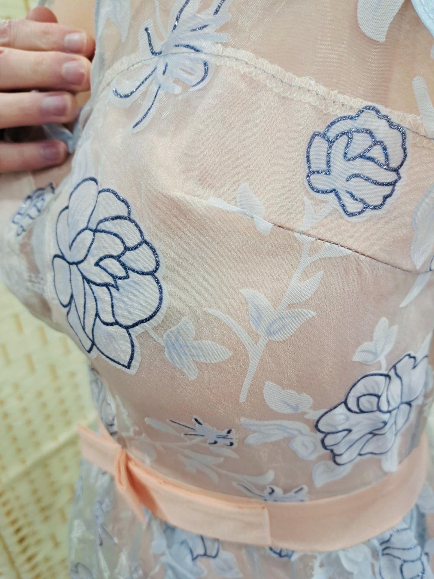 Vintage Dresses - Maxi Dress- Occasion Dress- 90s - Blue and Pink - Frock 33