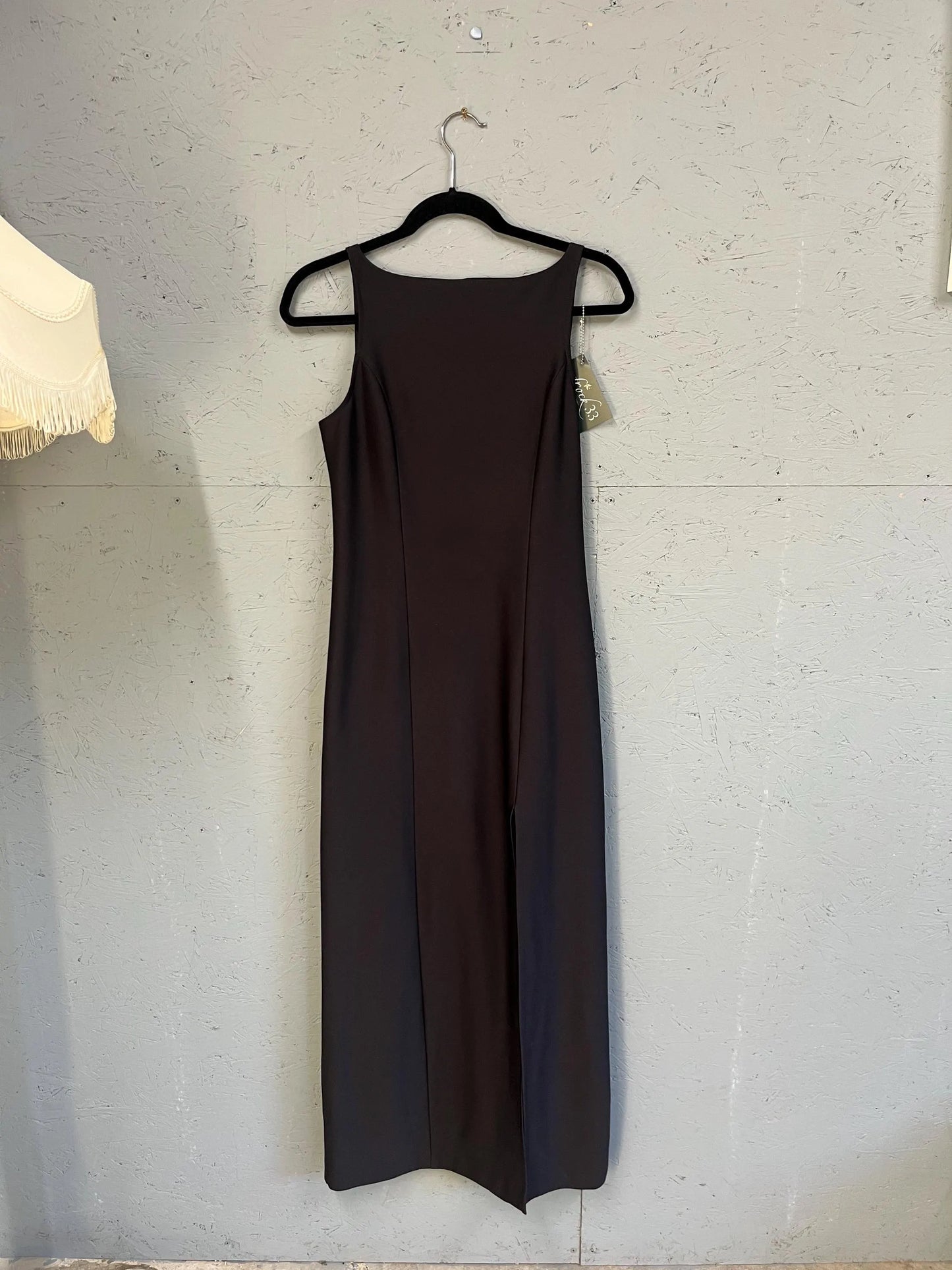 Vintage Clothing - Vintage Maxi Dress - 90s Fashion - Black maxi with Slit - Size 10UK - Frock33