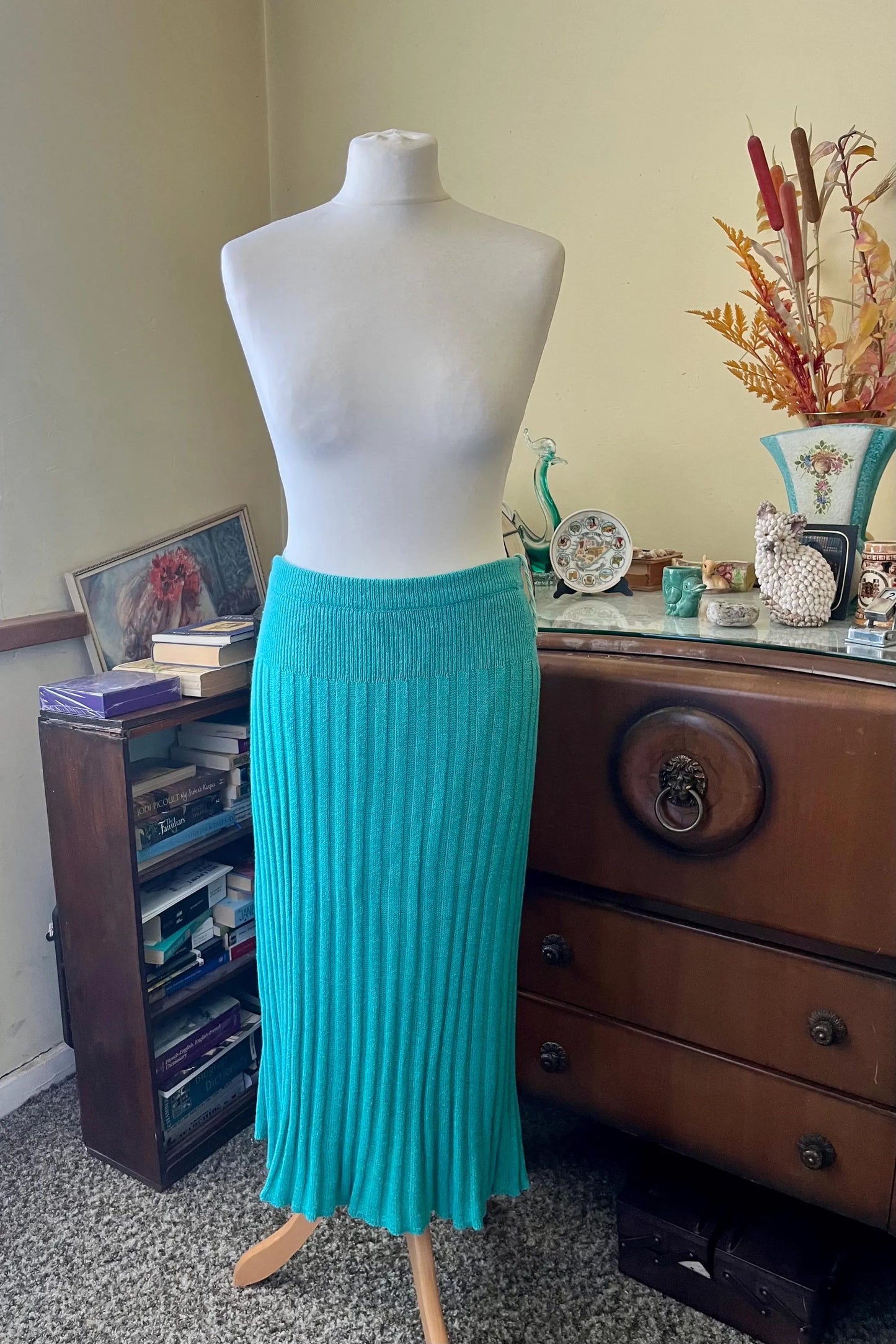 Vintage Clothing - Vintage Two Piece - 1980s - Teal Blue Pleated Skirt and Top by Emerco - Frock33