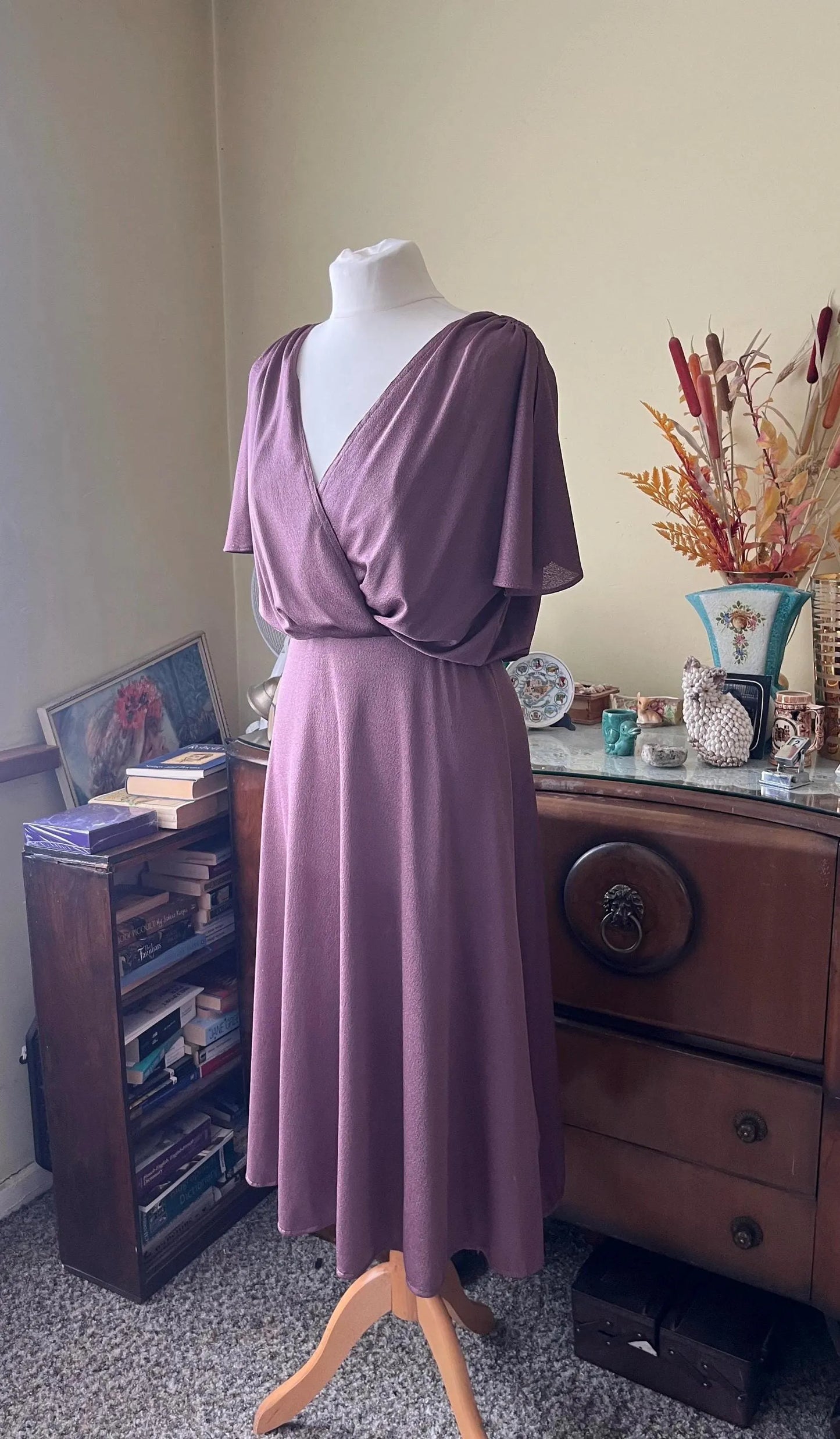 Vintage Clothing | Occasion wear |90s Midi Shimmer Wrap Dress | Size 10 | Frock33