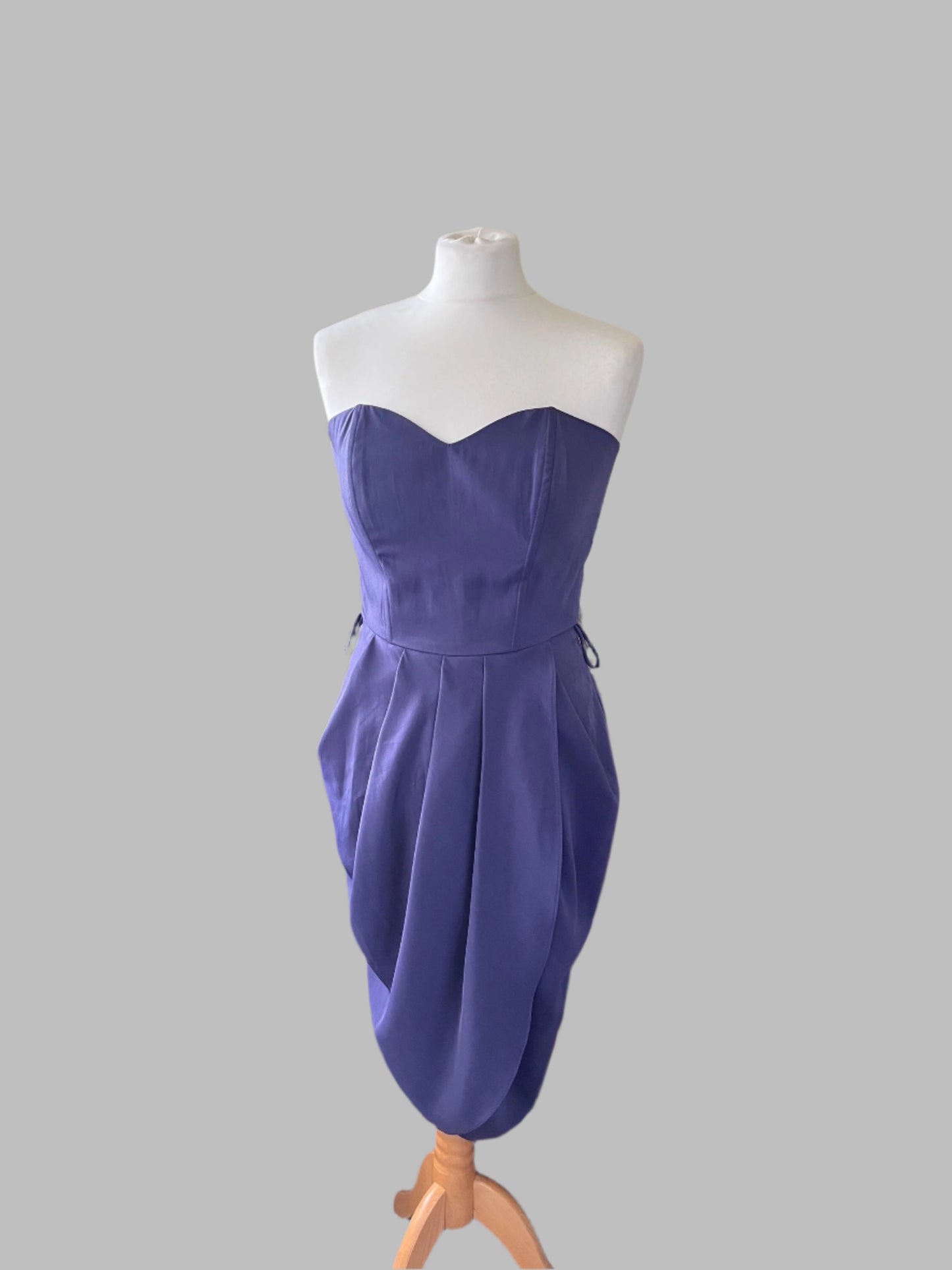 Vintage Clothing - Vintage Dress - Vintage Wallis 90s Indigo Dress – Sweetheart Neckline, Corset Top, Tulip Wrap Skirt (UK 8) - Frock33