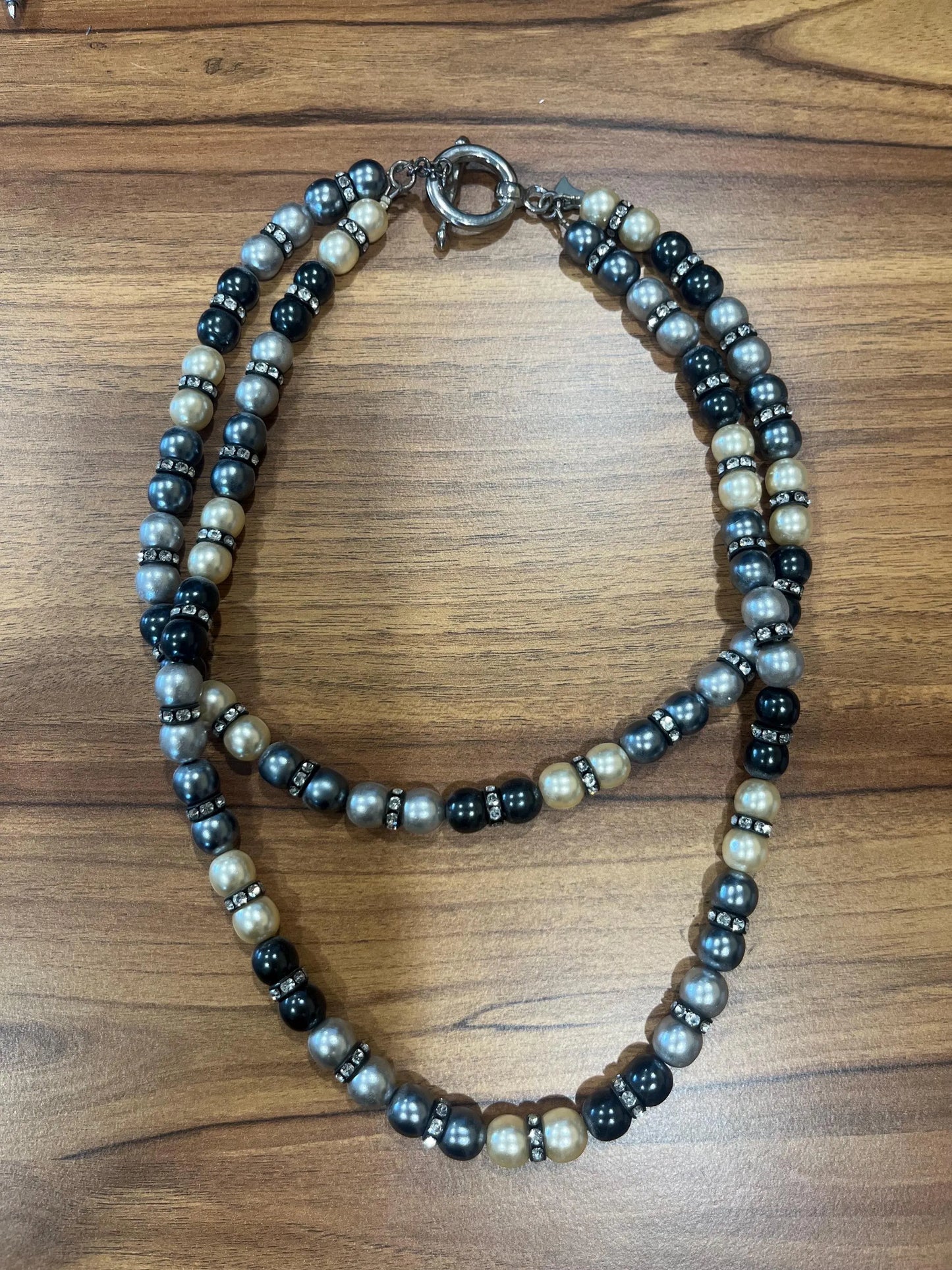 Vintage Jewellery - Vintage Double-Row Pearl Effect Necklace • Elegant Timeless Style • Statement Jewelry Frock33