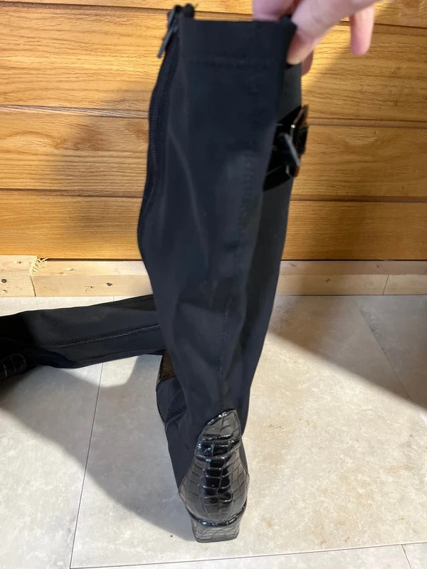 Knee Length Boots | Long Black Wedge | By Heavenly Feet | UK Size 5