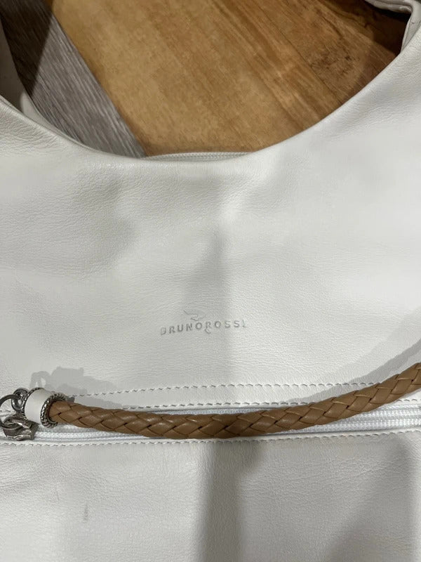 Vintage Leather Handbag | Bruno Rossi | White | Good Preloved Condition