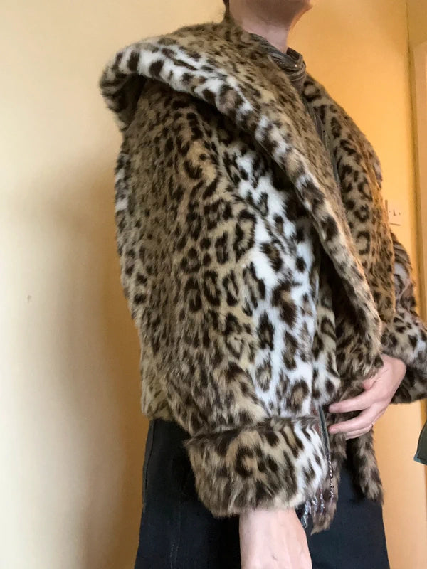 Vintage Clothing- Vintage Faux Fur Leopard Print Jacket - 1980s - Frock33
