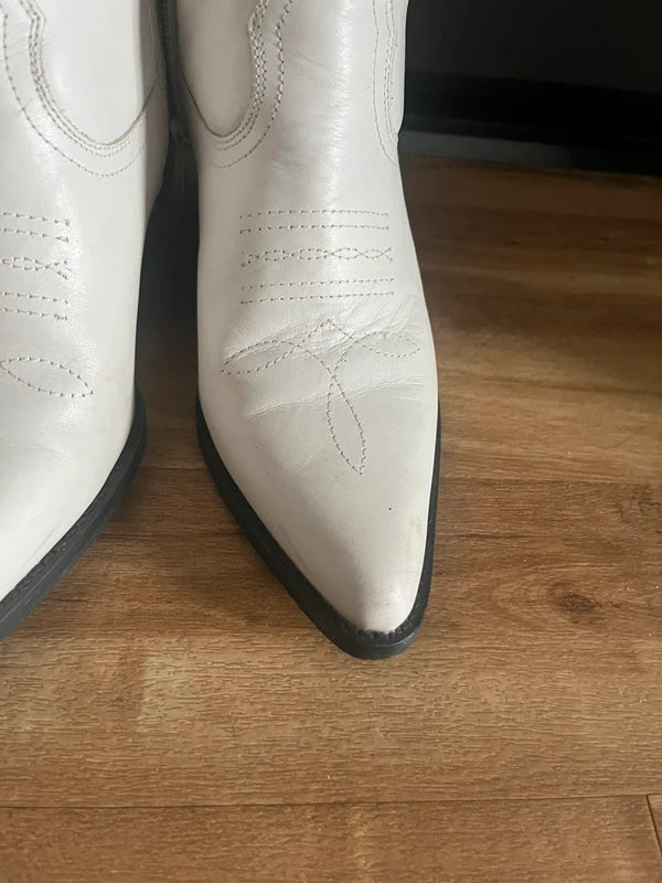 Vintage Cowboy Boots | Bronx |Cream Leather |Y2K | Size 4 UK |Frock 33
