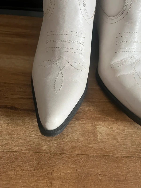 Vintage Cowboy Boots | Bronx |Cream Leather |Y2K | Size 4 UK |Frock 33