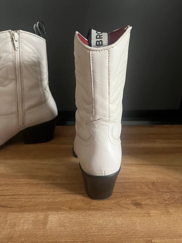 Vintage Cowboy Boots | Bronx |Cream Leather |Y2K | Size 4 UK |Frock 33