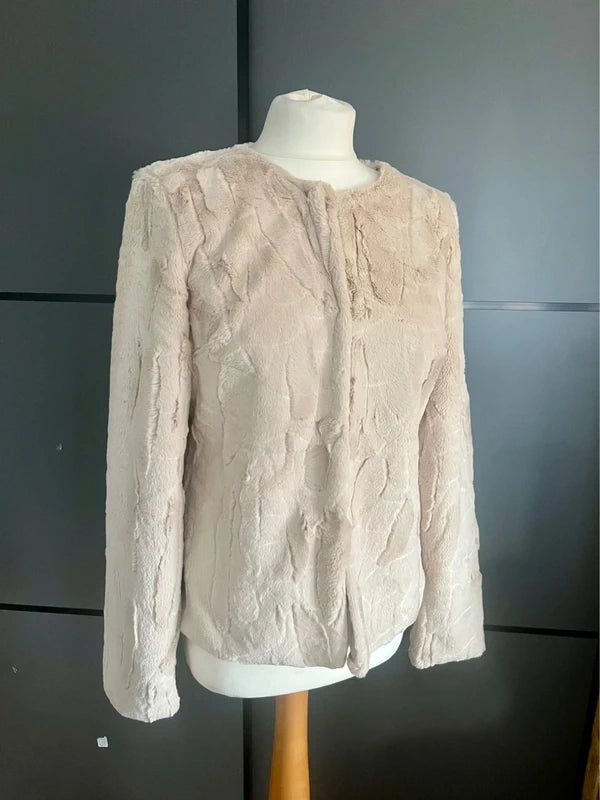 Vintage Faux Fur Jacket | Cream | Y2K | Next | Size 10 - 12 |Frock 33