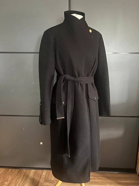 Coats | Full Length Belted | Black Coat| Size 14 | Frock 33