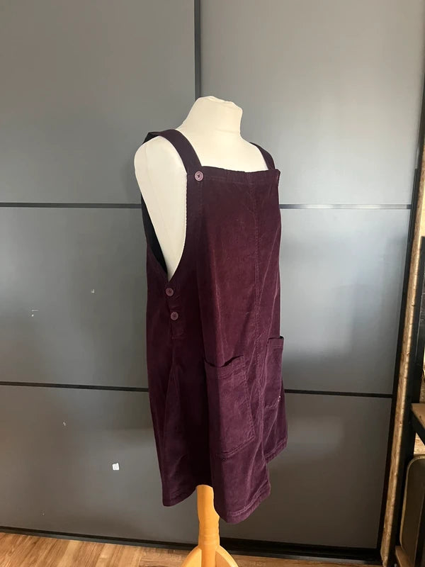 Pinafore Dress | Cord Cotton | Trespass |Size 16| Frock33