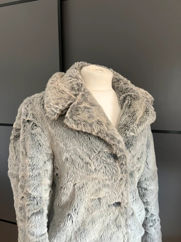 Faux Fur Coat | Grey | Sisley| Y2K | Size 10| Frock 33
