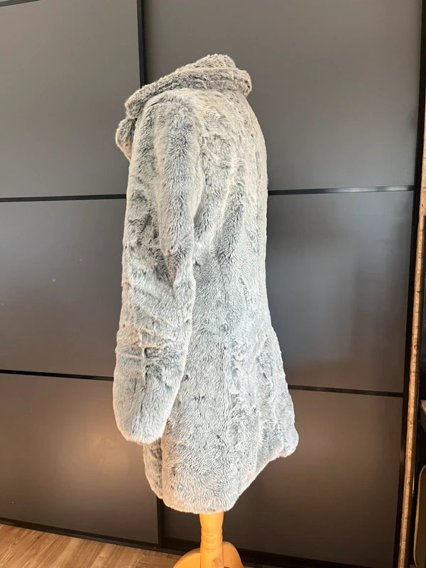 Faux Fur Coat | Grey | Sisley| Y2K | Size 10| Frock 33