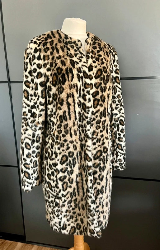 Faux Fur Coat |Leopard Print | Per Una |Size 14 |Frock33