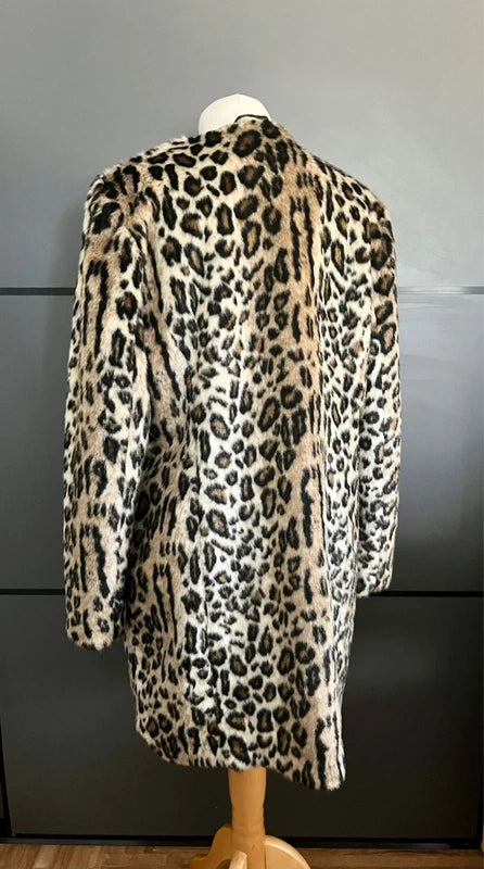 Faux Fur Coat |Leopard Print | Per Una |Size 14 |Frock33