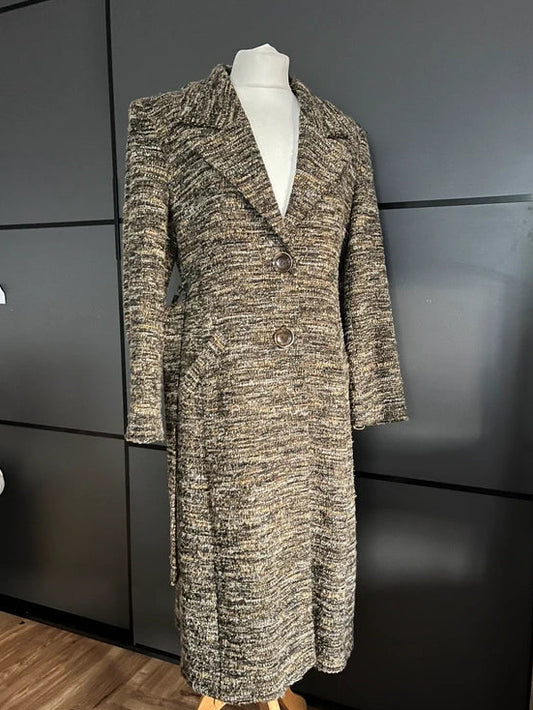 Vintage Coat | Full Length Belted | Brown and Mustard | Kate Cooper |Size 10-12 | Frock 33