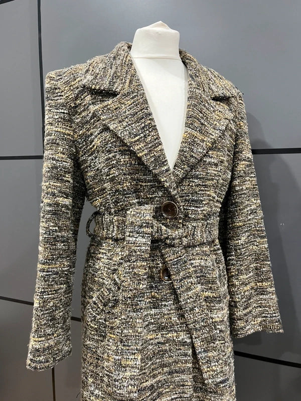 Vintage Coat | Full Length Belted | Brown and Mustard | Kate Cooper |Size 10-12 | Frock 33