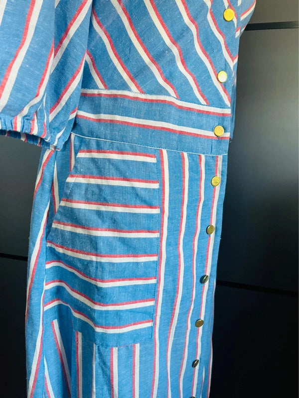 Maxi Dress | Cotton Linen Summer | Blule | JD Williams| Size 14 | Frock33