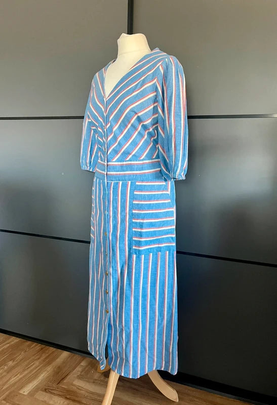 Maxi Dress | Cotton Linen Summer | Blule | JD Williams| Size 14 | Frock33