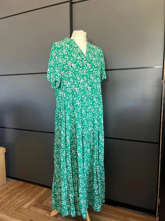 Maxi Dress | Green Floral Print | Saint Tropez | Size L| Frock33