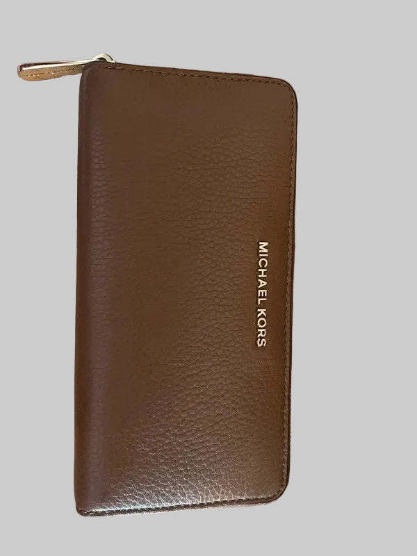 Michael Kors| Brown Pebbled Leather Zip Around Wallet Purse | 8.4” – Brand New | Frock33