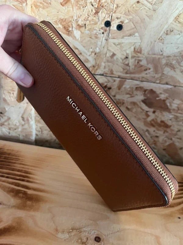 Michael Kors| Brown Pebbled Leather Zip Around Wallet Purse | 8.4” – Brand New | Frock33