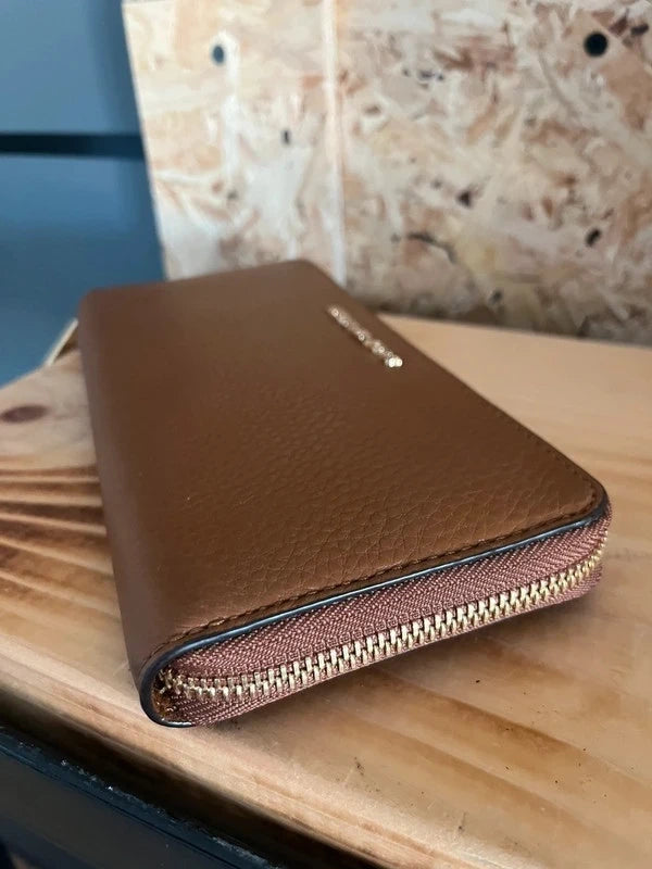 Michael Kors| Brown Pebbled Leather Zip Around Wallet Purse | 8.4” – Brand New | Frock33
