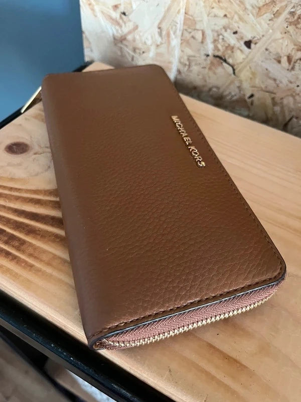 Michael Kors| Brown Pebbled Leather Zip Around Wallet Purse | 8.4” – Brand New | Frock33