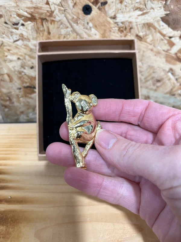 Vintage Brooch | Gold Coloured Koala Bear | Novelty Pin | 1980s | Frock33
