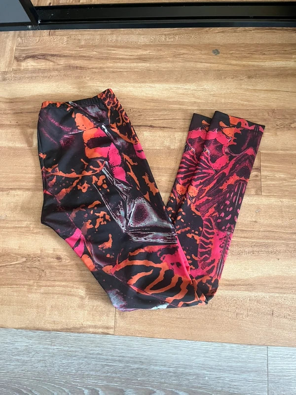 Vintage 2012 McQ Alexander McQueen Abstract Print Leggings  | Size L (UK 12–14) |Frock33