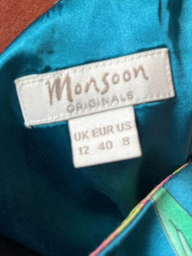 Maxi Dress | Occasion wear | Blue and Pink Silk | Monsoon| Size 12 | Frock33