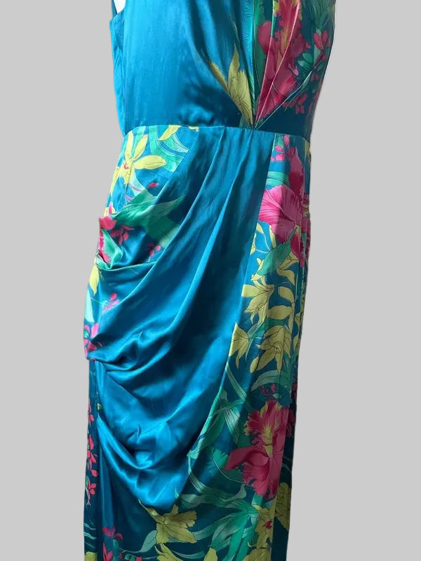 Maxi Dress | Occasion wear | Blue and Pink Silk | Monsoon| Size 12 | Frock33