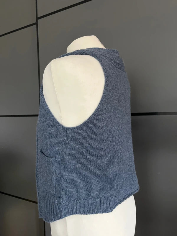Pre-Loved Pure Wool Gilet Sweater Vest | Sarah Spencer | Soft Blue | Size M| Frock33