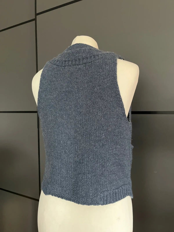 Pre-Loved Pure Wool Gilet Sweater Vest | Sarah Spencer | Soft Blue | Size M| Frock33