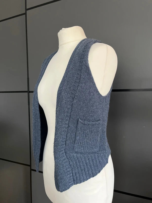 Pre-Loved Pure Wool Gilet Sweater Vest | Sarah Spencer | Soft Blue | Size M| Frock33
