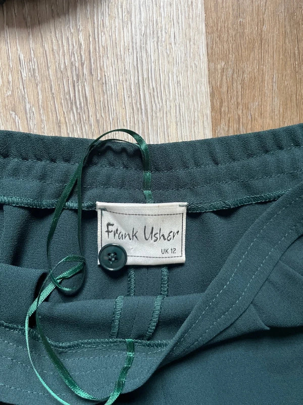 Vintage Frank Usher Emerald Green Sequin Silk Matching Trouser Set | Size UK 12|Frock33
