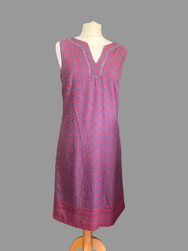 Preloved Laura Ashley Dress | Blue and Burgundy |Size 10 | Frock33