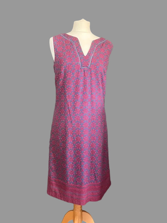 Preloved Laura Ashley Dress | Blue and Burgundy |Size 10 | Frock33