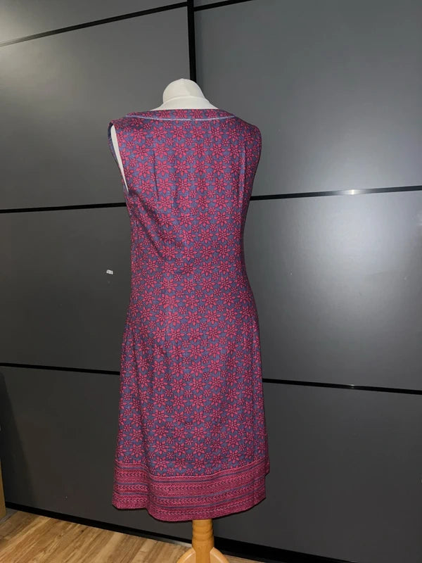Preloved Laura Ashley Dress | Blue and Burgundy |Size 10 | Frock33
