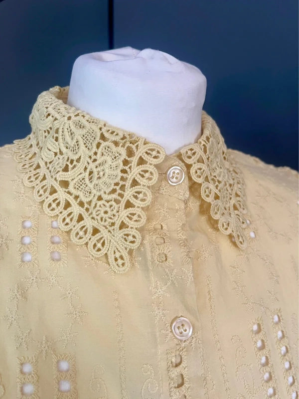 Preloved Cotton Blouse | Embroidered | Yellow | By Ultra Pink | Size 10 | Frock33