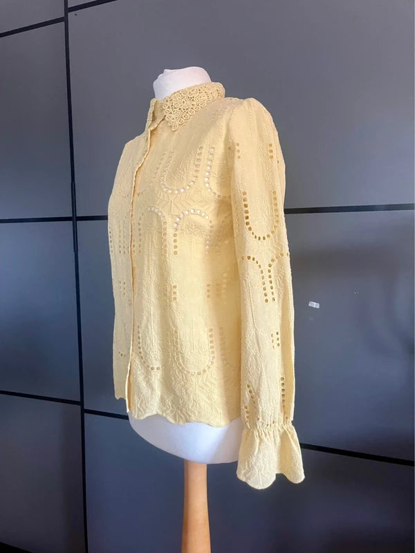 Preloved Cotton Blouse | Embroidered | Yellow | By Ultra Pink | Size 10 | Frock33